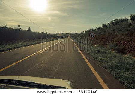 Vintage Toned Highway On A Sunny Day