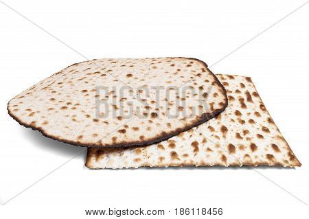 Two Matzah On White