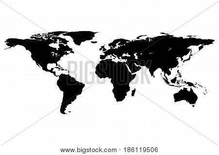 Worldmap template silhouette. World map for infographic. Vector illustration isolated on white