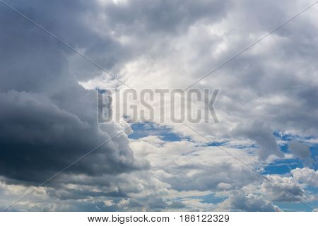 View on beautiful white clouds in a blue sky. Clouds and Skies in the Morning. 
The Sun behind Clouds. Fresh Air. Cloudy Weather. Cloud Formations. White Clouds