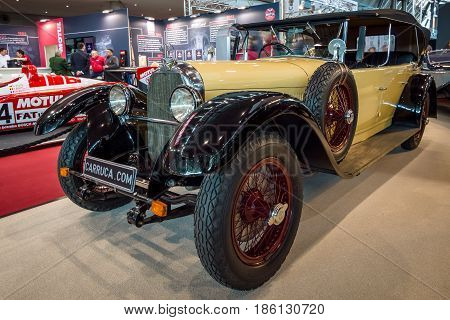 STUTTGART GERMANY - MARCH 02 2017: Off-road vehicle Mercedes-Benz G5 (W152) 1938. Europe's greatest classic car exhibition 