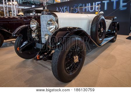 STUTTGART GERMANY - MARCH 02 2017: Full-size luxury car Mercedes-Benz Typ 630K Supercharged Short-Chassis 1926. Europe's greatest classic car exhibition 