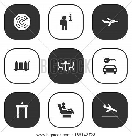 Set Of 9 Land Icons Set.Collection Of Letdown, Metal Detector, Data And Other Elements.