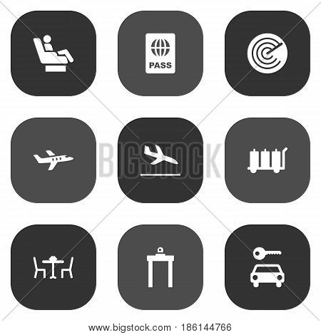 Set Of 9 Land Icons Set.Collection Of Vip, Carriage, Letdown And Other Elements.