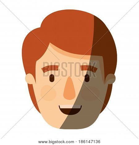 color image shading caricature front view young man with brown hairstyle vector illustration