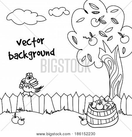 Farm vector doodle background. Stock cartoon illustration for design.