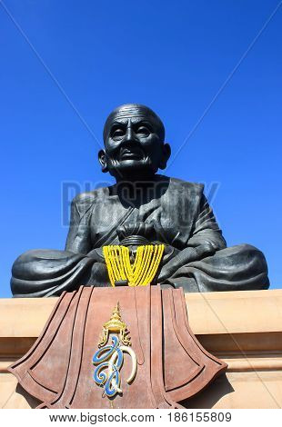 Close up Luang Phor Tuad Statue at Wat Huai Mongkhon Hua Hin