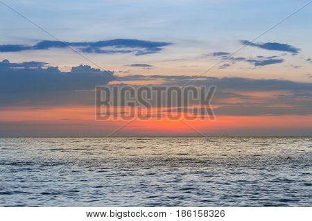 Sunset over seacoast skyline nautral abstract background