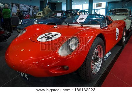 STUTTGART GERMANY - MARCH 02 2017: Racing car Porsche 718 RSK Spyder Tribute 1970. Europe's greatest classic car exhibition 