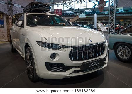 STUTTGART GERMANY - MARCH 02 2017: Mid-size luxury crossover SUV Maserati Levante S 2016. Europe's greatest classic car exhibition 
