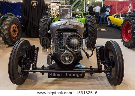 STUTTGART GERMANY - MARCH 02 2017: Tractor Lamborghini 1965. Europe's greatest classic car exhibition 
