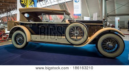 STUTTGART GERMANY - MARCH 02 2017: Luxury car Mercedes-Benz 24/100/140 PS Fleetwood D / USA 1924. Europe's greatest classic car exhibition "RETRO CLASSICS"