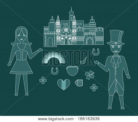 set in the style of a flat design on the theme of Ireland.