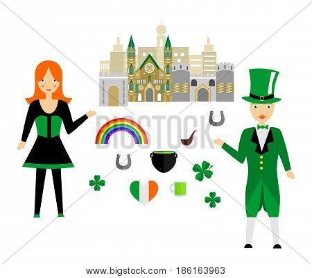 set in the style of a flat design on the theme of Ireland.