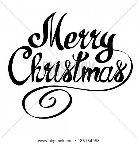 Merry Christmas lettering text. Xmas calligraphic design gift card, banner, poster.
