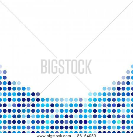 Mosaic background random dark and light blue circles, pattern polka dots, neutral versatile pattern for business techno style design. Decoration booklet, broadsheet, flysheet, poster, banner.