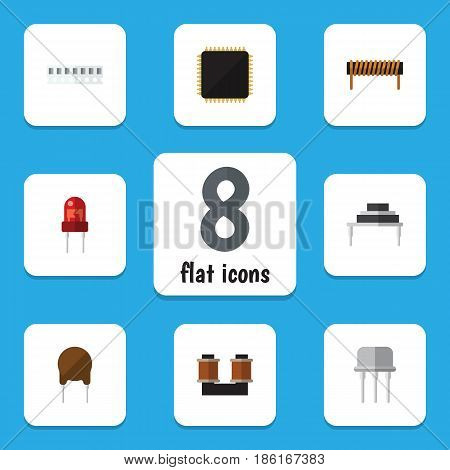 Flat Device Set Of Resist, Memory, Triode And Other Vector Objects. Also Includes Recipient, Transistor, Semiconductor Elements.