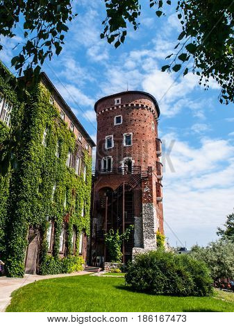 Sandomierska Tower at Wawel castle, Krakow, Poland. Part of royal castle fortification.
