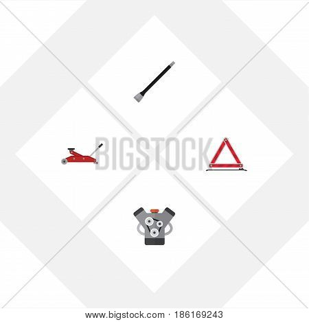 Flat Auto Set Of Lifting, Warning, Pipeline And Other Vector Objects. Also Includes Emergency, Coupler, Warning Elements.