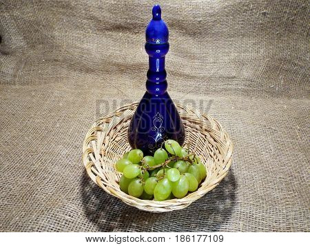 Bunch of green grapes with a juicy delicious ripe berries