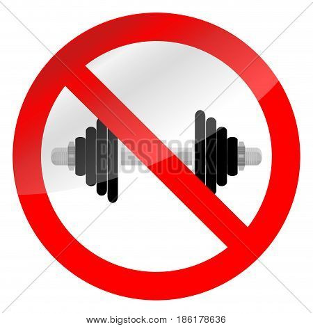 Exercise with your body without iron. Ban dumbbell symbol for gym. Vector illustration