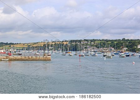 Boats moored on the River Fal at Falmouth