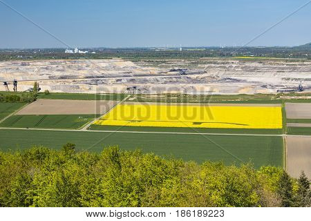Pit Mine And Rape Field View