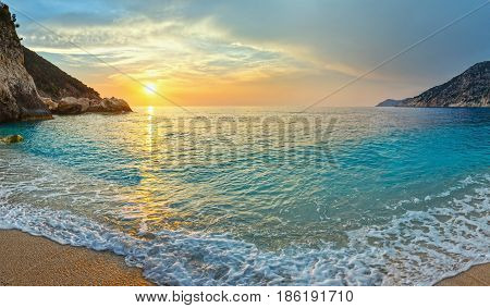 Sunset Myrtos Beach (greece, Kefalonia, Ionian Sea).