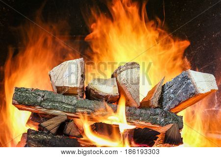 Firewood and branches for coals burn out in the brazier.