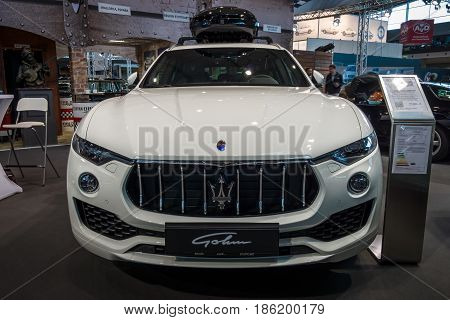 STUTTGART GERMANY - MARCH 02 2017: Mid-size luxury crossover SUV Maserati Levante S 2016. Europe's greatest classic car exhibition 
