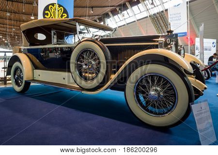 STUTTGART GERMANY - MARCH 02 2017: Luxury car Mercedes-Benz 24/100/140 PS Fleetwood D / USA 1924. Europe's greatest classic car exhibition 