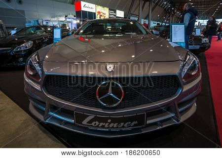 STUTTGART GERMANY - MARCH 02 2017: Sports car Mercedes-Benz SL350 (R231) 2012. Europe's greatest classic car exhibition 