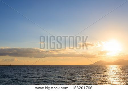 Sunset From The Port Of Cannes, France