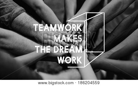 Group of people holding hand assemble togetherness