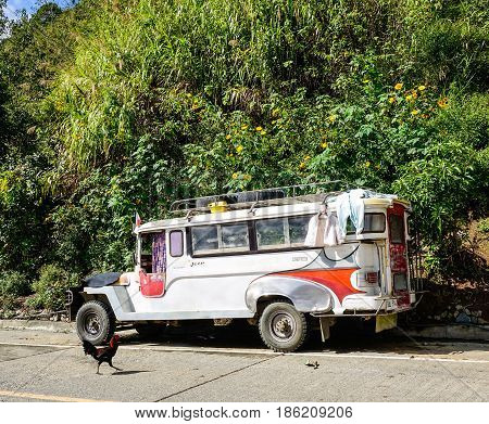 Vehicles On Street In Banaue, Philippines