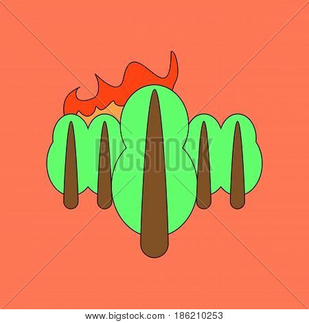 flat icon on stylish background fire in the forest