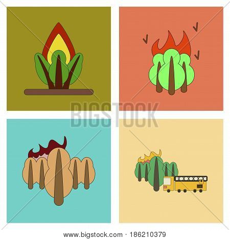 assembly of flat icons danger natural disasters