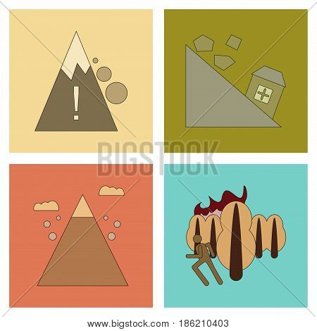 assembly of flat icons danger natural disasters