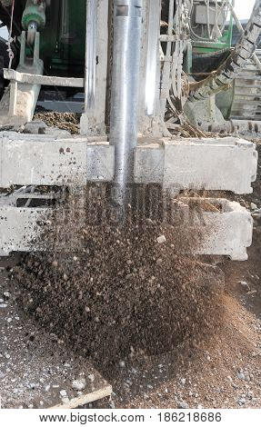Drilling Pile Foundation At A Construction Of A Highway