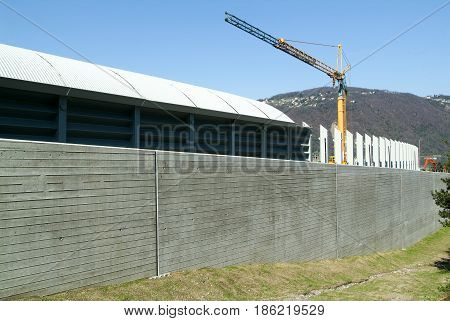 Noise Barriers On The Highway At Bissone