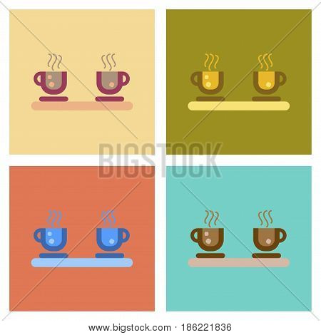 assembly of flat icons coffee cup flavor