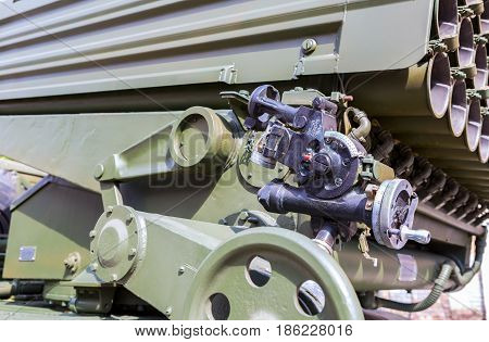 Samara Russia - May 1 2017: Aiming device BM-21 Grad mechanical panoramic sight