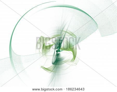 An abstract computer generated modern fractal design on dark background. Abstract fractal element in rotational motion cockleshell for your design. Isolated on white background. 