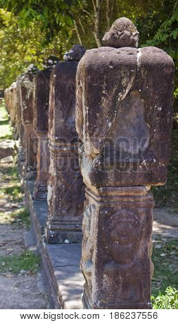 Lingam columns in Preah Khan Temple Cambodia.