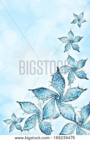 flower made of water splash. 3d rendering