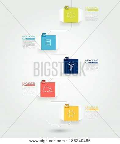 Color geometric Timeline. Vertial line. Vector design.