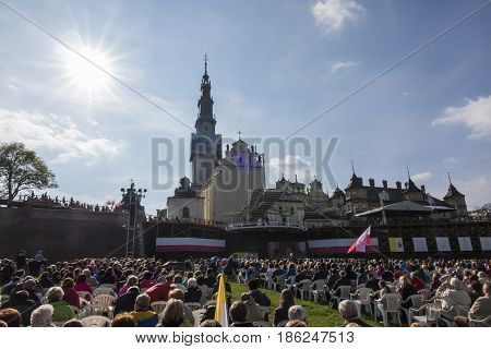 Czestochowa Jasna Gora Poland May 13 2017: Worship with Mary the Queen on the 100th anniversary of the apparitions of Fatima