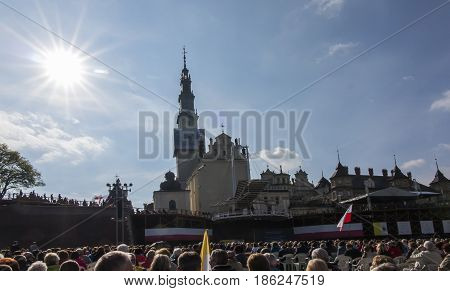 Czestochowa Jasna Gora Poland May 13 2017: Worship with Mary the Queen on the 100th anniversary of the apparitions of Fatima