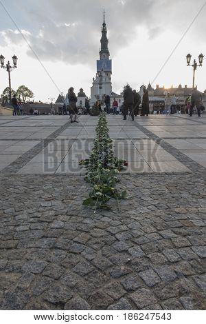 Czestochowa Jasna Gora Poland May 13 2017: Worship with Mary the Queen on the 100th anniversary of the apparitions of Fatima
