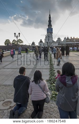 Czestochowa Jasna Gora Poland May 13 2017: Worship with Mary the Queen on the 100th anniversary of the apparitions of Fatima